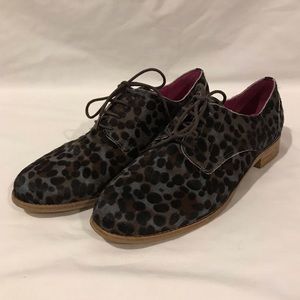 Boden Calf Hair Oxford Leopard Cheetah Print Lace Up Dress Shoes Women’s 39.5